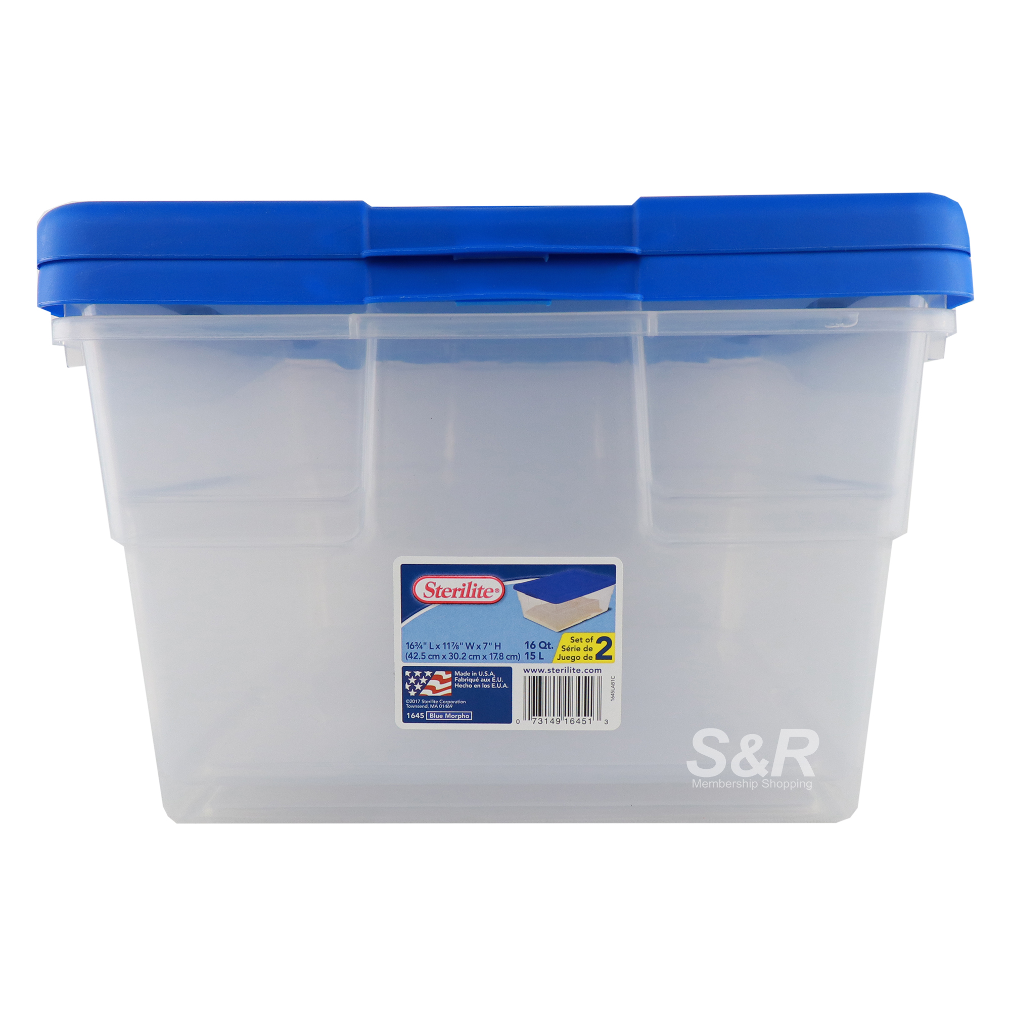 Sterilite Blue Morpho Colored Storage Box capacity 15L 2pcs